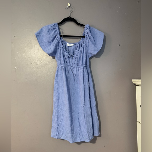 All in Favor | Blue | Textured | Tie Front Dress | Size M | New with tags - Picture 3 of 6